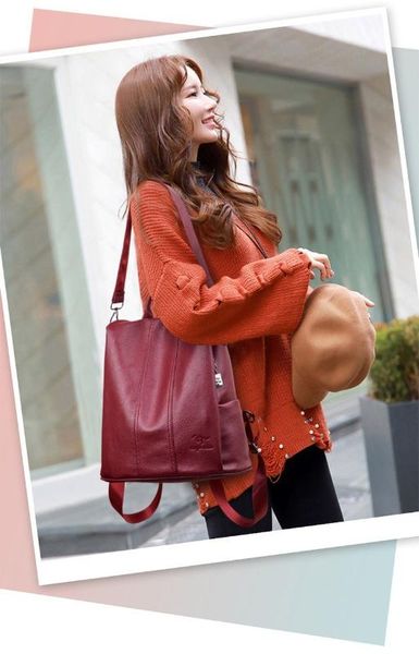 

2019 новый рюкзак женский корейский стиль мода рельефная кожа женская противоугонная pu рюкзак школьная сумка