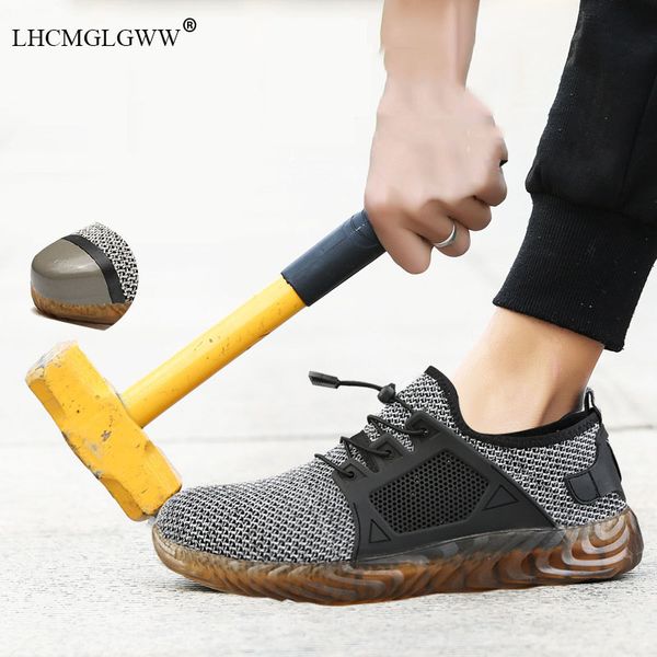

dropshipping indestructible ryder boots men and women steel toe air safety shoes puncture-proof work sneakers breathable shoes, Black