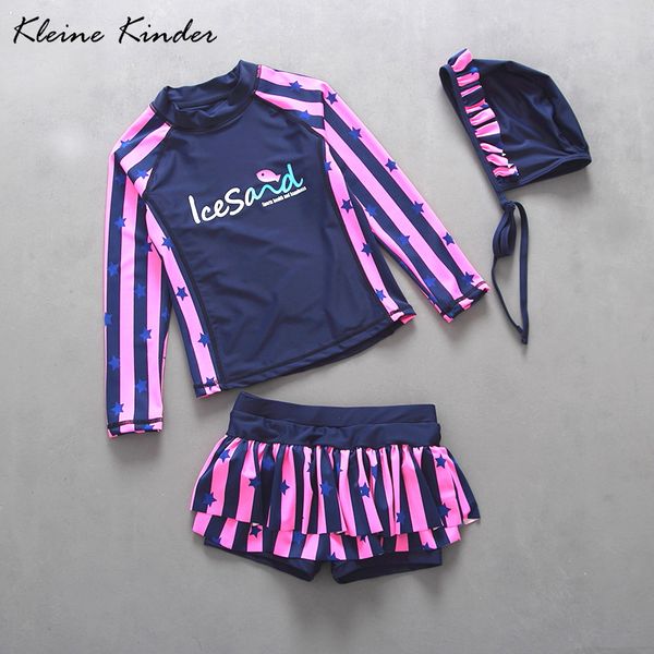 

профессиональная марка детского купальник две пьеса с длинным рукавом rashguard + плавки для девочек защита от солнца пляжа купального костю, White;black