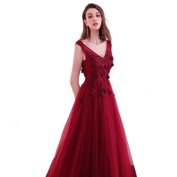 

new arrival elegant party prom dress vestido de festa beading appliques luxury lace formal evening long style dress, Black;red