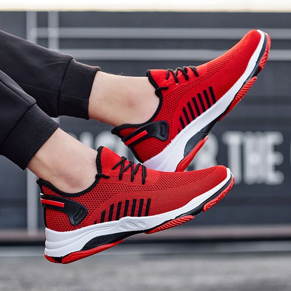 

new fashion man's sneakers lace up vulcanize running male shoes breathable comfor mesh shallow flats casual boy's shoes