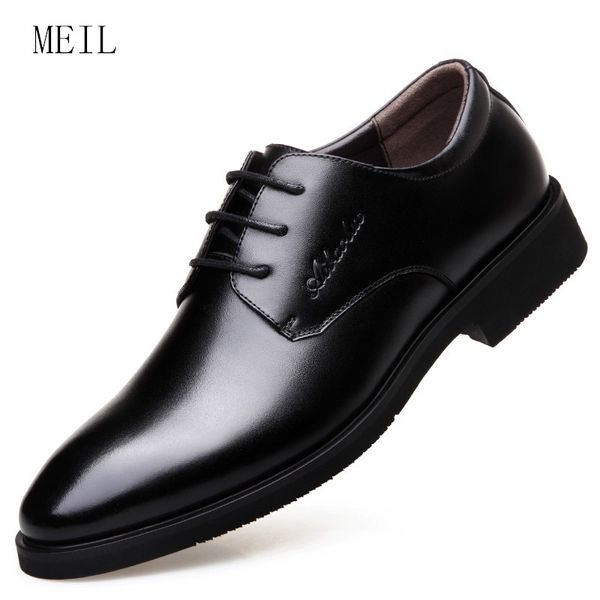 

men shoes oxfords genuine leather men dress shoes brand luxury men's business casual classic gentleman oxford man, Black