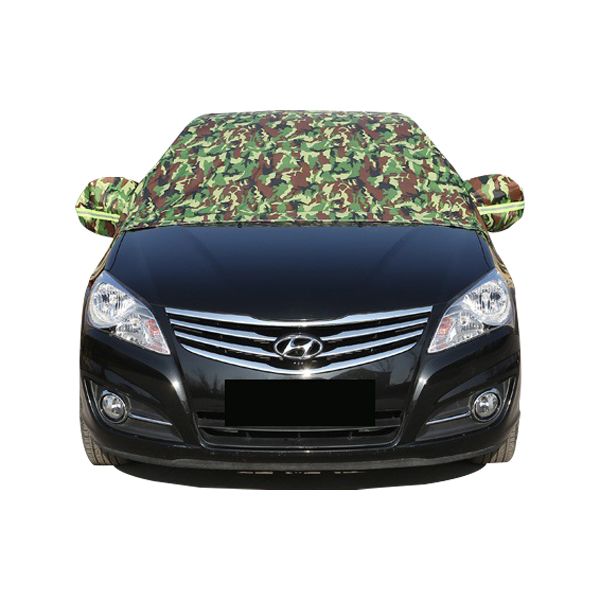 

universal half car cover sun uv rain snow dust resistant peva thick cotton durable covers front windscreen protector hook up