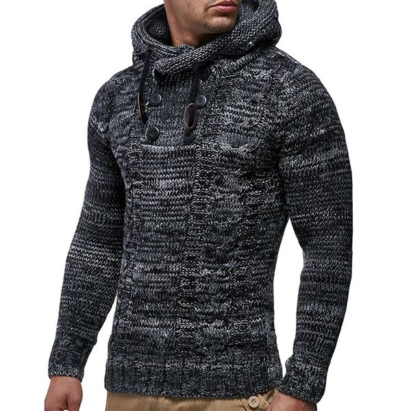 

2019 men sweater autumn winter pullovers knitted cardigan coat hooded sweaters jacket outwear casual slim fit turtleneck y1, White;black