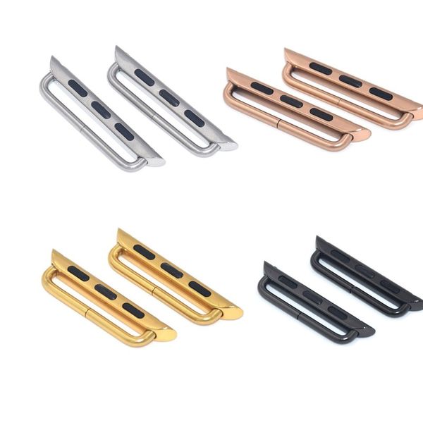 

1pair 2pc watch band adapters connectors for apple watch 4/3/2/1 band accessories wrist strap stainless steel screw metal 38 40 42 44mm