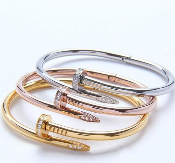 

Нержавеющая сталь ногтей браслет инкрустация Алмаз винт ногтей манжеты женщины мужчины браслет роскошные ювелирные изделия Deisgner ювелирные изделия любителей с оригинальной коробке набор