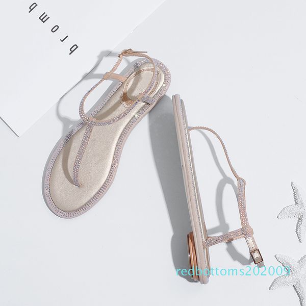 

sandals 2019 ankle-strap shoes women flat sandals crystal band summer shoes girl flip flops big size bohemia r09, Black