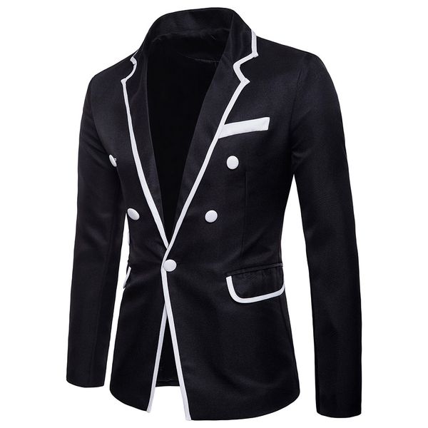 

men suit blazer slim fit patchwork suit jacket terno masculino costume homme men blazer jacket casual d90531, White;black