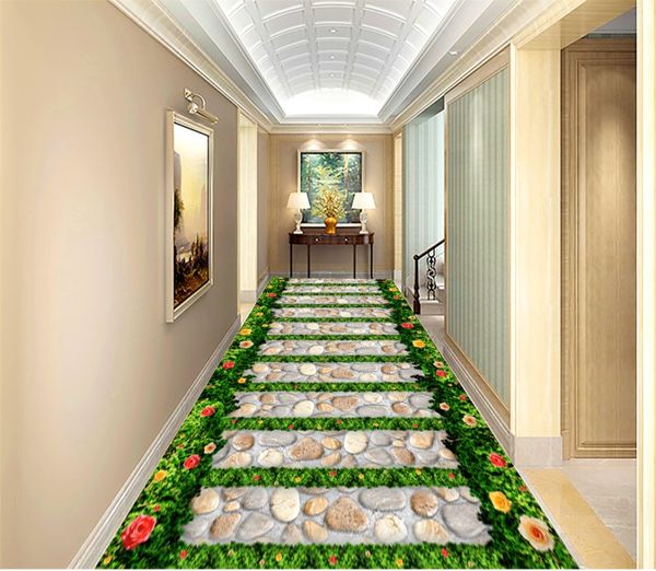 Photo Photo Photo Floor Wallpaper Giardino Giardino Road Road Soggiorno Bagno 3D Piastrelle 3D Piastrelle Murale PVC Sfondo autoadesivo Rotolo