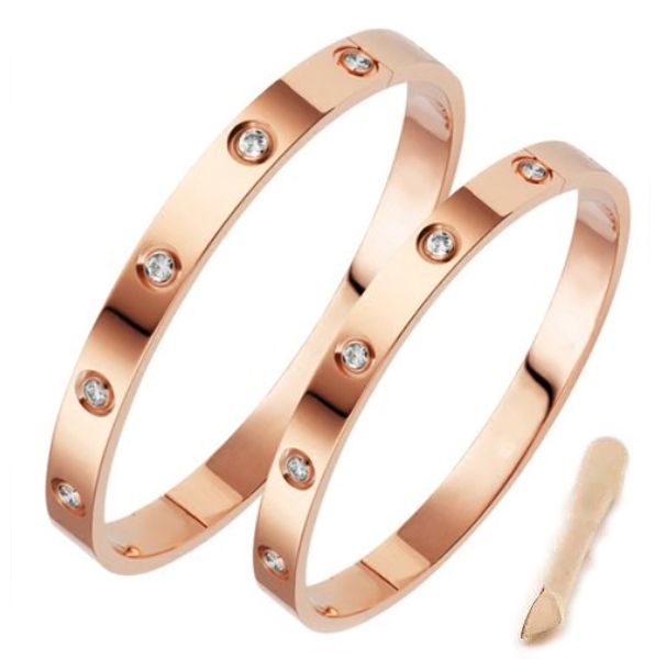 

классический роскошный дизайнер ювелирных изделий женщин браслет с кристаллом мужские золотые браслеты нержавеющая сталь 18 карат любовь бра, Black