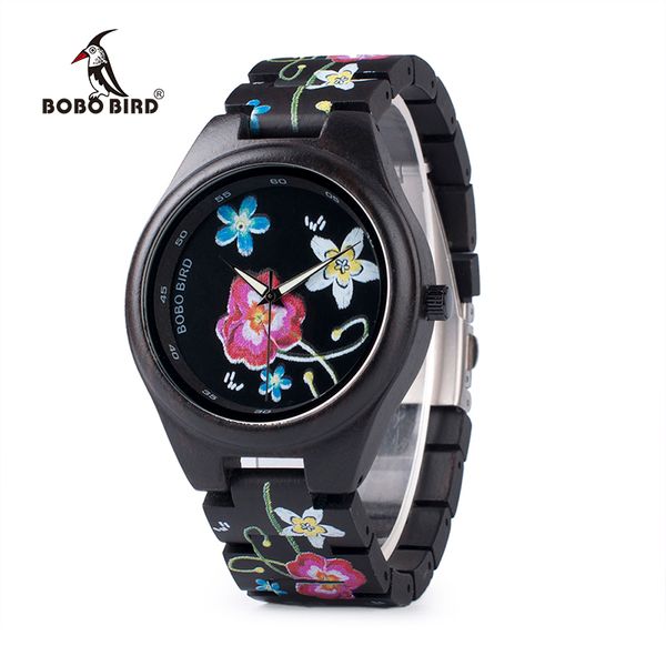 

bobo bird wp06 fashion colorful print wood watch for men women imitate embroidery brand design quartz watches as gift, Slivery;brown