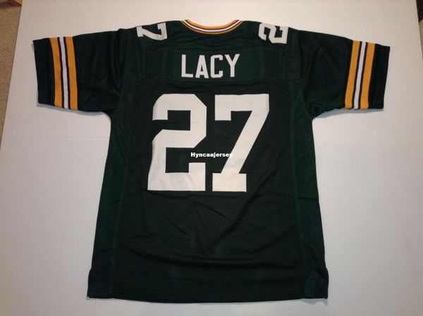 

retro custom sewn stitched #27 eddie lacy green mitchell & ness jersey high-end men's football jerseys college ncaa, Black;red