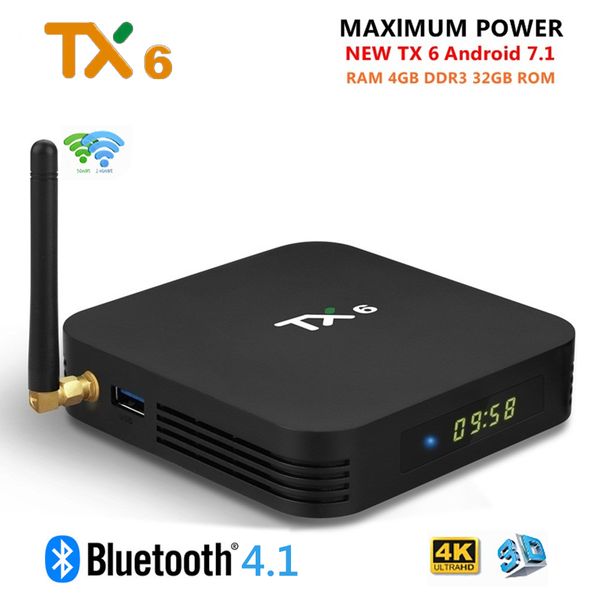 

tx6 tv box android 9.0 4gb ddr3 32gb allwinner h6 emmc 2.4g 5g wifi bt 4.1 support 4k h.265 hd smart set ox
