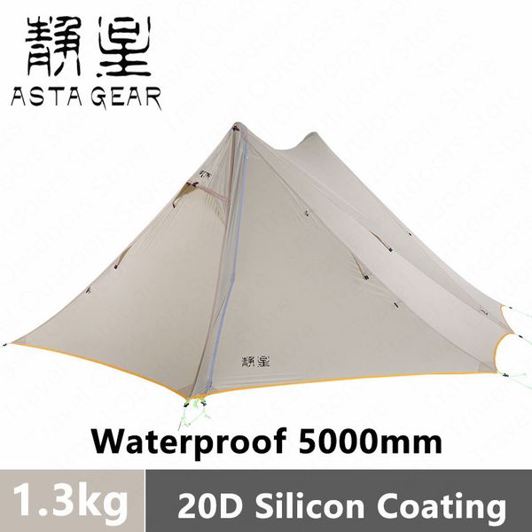 

asta gear tent 1.2kg ultralight 20d silicone double pyramid camping tent 2 persons large space outdoor hiking rainstorm 2