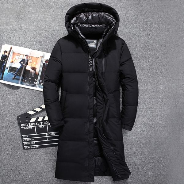 

2019 fashion casual mens thickening hooded new quality winter duck down jackets men outwear x-long black coat 3xl down parka