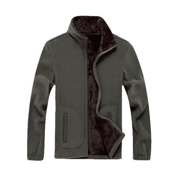 

new men's thicken full zip polar fleece jacket stand collar long sleeved casual coat, Black;brown
