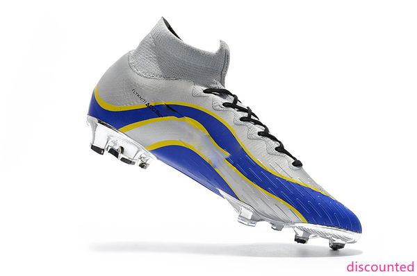 

silver blue world cup original mercurial superfly vi 360 elite fg soccer shoes outdoor footbqll boots mens cr7 high ankle soccer cleats