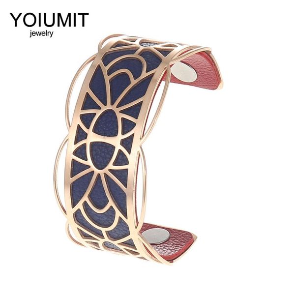 

cremo stainless steel bracelet manchette arm cuff bangles for women bijoux acier inoxydable femme reversible leather pulseira, Black