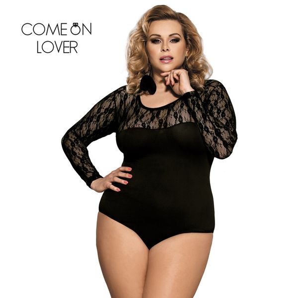 

comeonlover женщины кружева короткие комбинезон sexy прозрачное с длинными рукавами комбинезон black body femme sexy ромпер sheer bodysuit r, Black;white