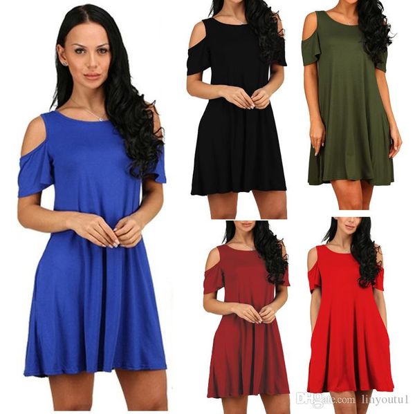 

women spaghetti straps summer dress off shoulder short sleeve slim casual beach dress female woman, Black;gray