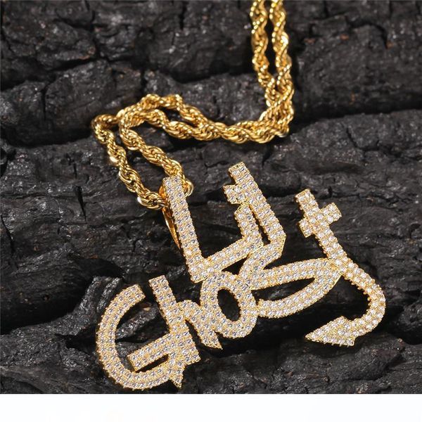 

hip hop necklace letter lil ghost pendant necklace gold silver plated mens bling zircon jewelry gift