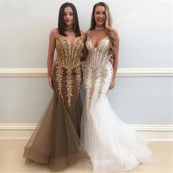 

sparkly gold sequined appliques evening dress long mermaid lace boning bodice spaghetti straps mondern new prom party gown custom size, Black;red