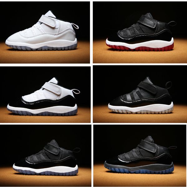 

11s малыш обувь space jam дети баскетбол sneaker 72-10 маленький мальчик девочка trainer новорожденный младенец размер, Black