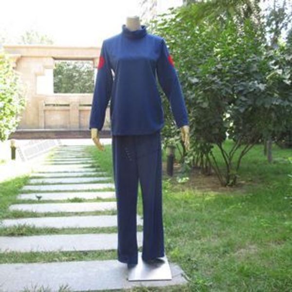 

naruto cos kakashi cos set blue coat and pants clothes, Black;red