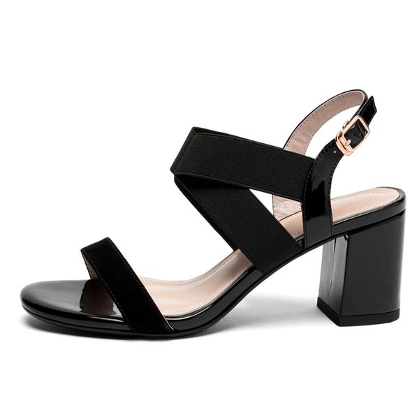 

genuine leather high heels sandals cross strap dress party shoes woman fashion black white ladies sandals