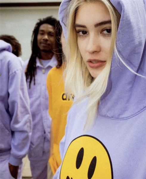 

purple drew house hoodie men women face fashion sweatshirts hoodies pullover, Black