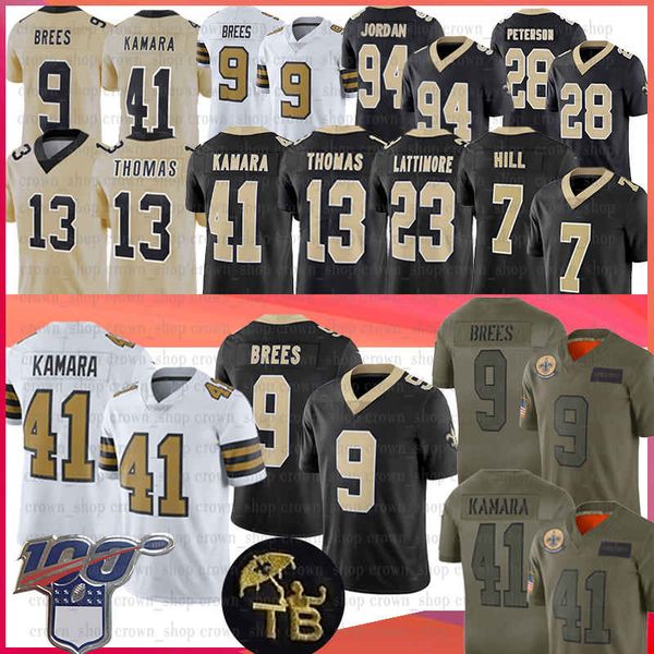 

9 drew brees 41 alvin kamara jersey 13 michael thomas 28 adrian peterson 7 taysom hill dez bryant football jerseys, Black;red