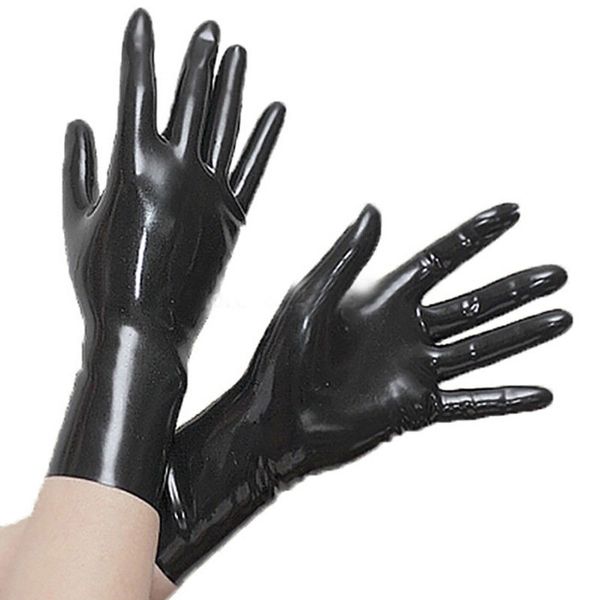 

latex short gloves 0.4mm club wear for catsuit dress rubber fetish costume, Blue;gray