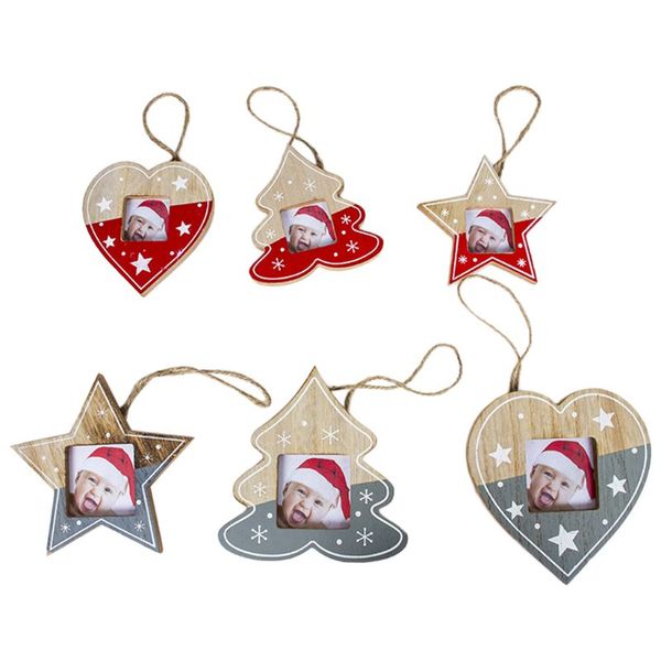

diy wooden christmas p frame pendant tree/star/heart contrast color hollow out hanging ornament home party decoration with r