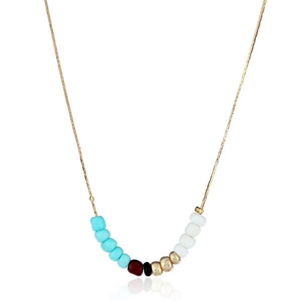 

bohemia bead necklace color bead necklace women 's accessories korea simple temperament long 3198, Silver