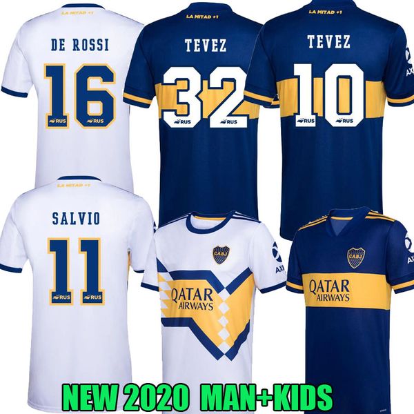 

new 20 21 boca juniors soccer jerseys alexis salvio de rossi home away 2020 2021 tevez benedetto nandez pavon man kids kit football shirts, Black;yellow