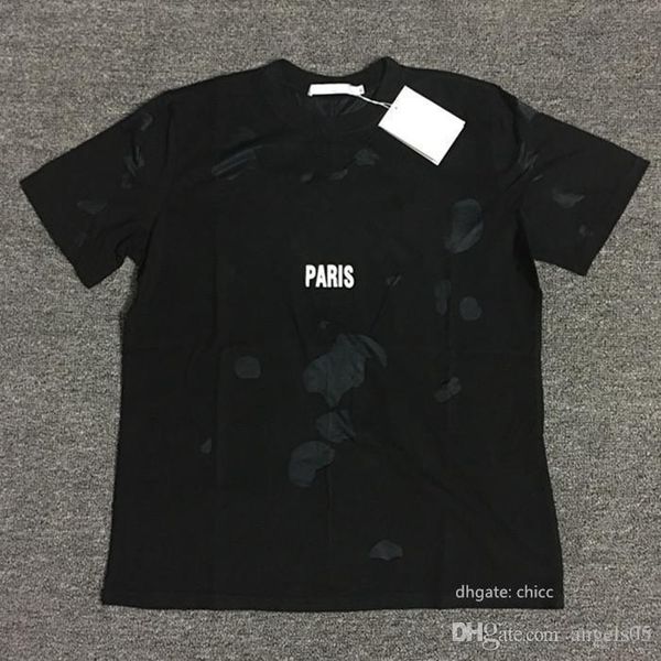 

20ss europe paris fashion big broken hole brand man clothes women men t shirts men's clothing 100% cotton print letter short sleeve t-s, White;black