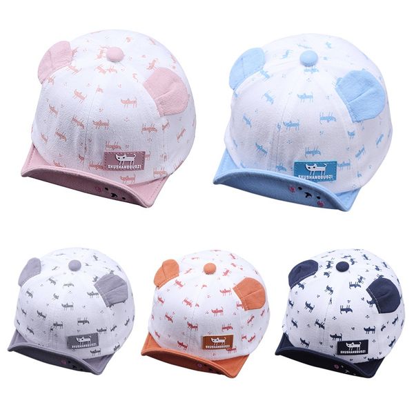 

cute cat print baby hats summer baby boys girls kids peak hat wave point baseball cap sunhat for 0-3y baby cap1