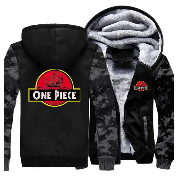 

iapanese anime one piece luffy cartoon casual zipper jacket coat men fleeece hoodies plus size sportswear hip hop streetwear, Black