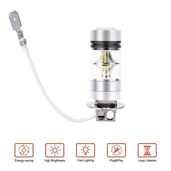 

h3 led fog light 100w extremely bright car driving bulb white safe td326
