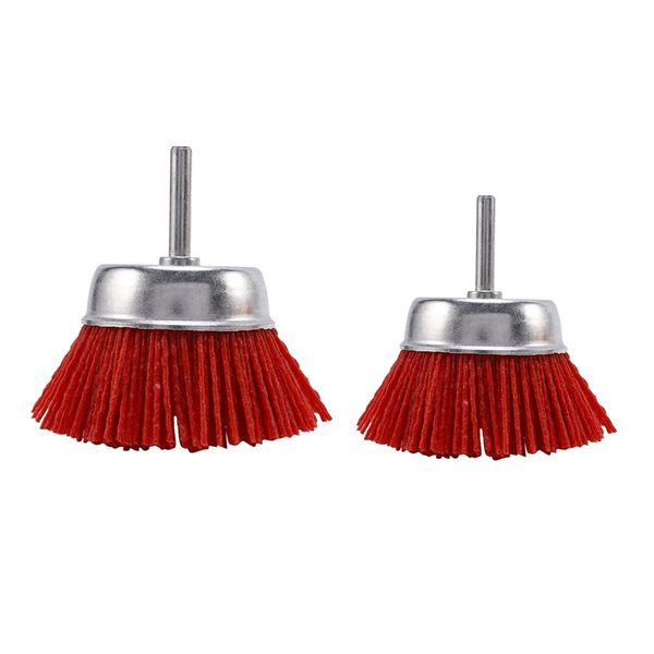 

2pcs/set red nylon abrasive cup brush with 1/4 inch shank grit 80 polishing nylon wheel for removing paint(size:60mm, 70mm