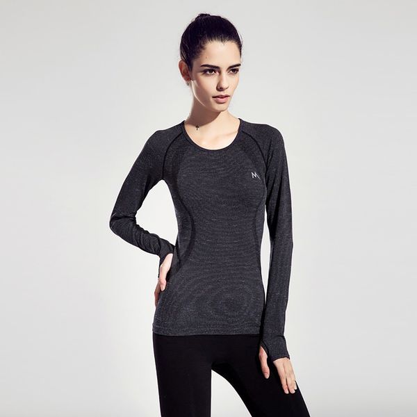 

flandis quick dry long sleeves yoga clothes sport t-shirt sports for fitness gym women sportswear running clothes for women, White;red