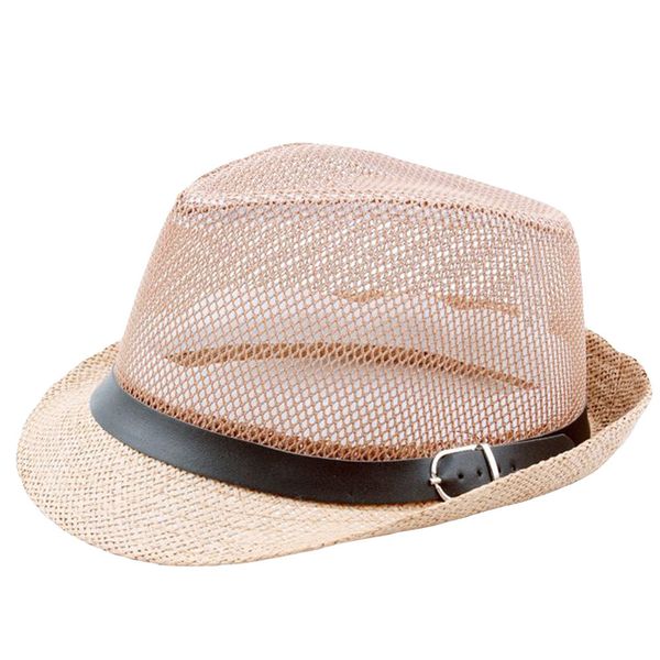

fashion trilby gangster cap beach sun straw hat band sunhat men's hat, Blue;gray