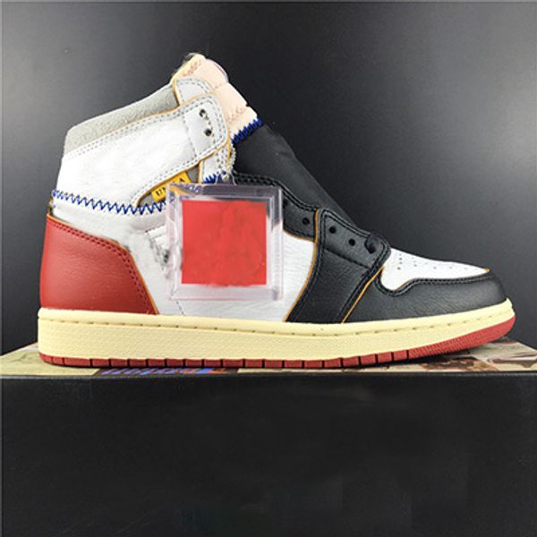 

with box 2019 mens basketball shoes 1s black toe red and blue for men brand designer sports shoes size us7-12
