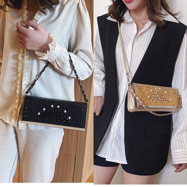 

evening dinner handmade diamond banquet women's evening dress bag shoulder crossbody dress women's bag, White