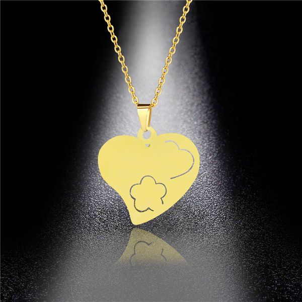 

pendant necklaces stainless steel jewelry custom love necklace female korean short paragraph simple accessories star clavicle chain heart, Silver