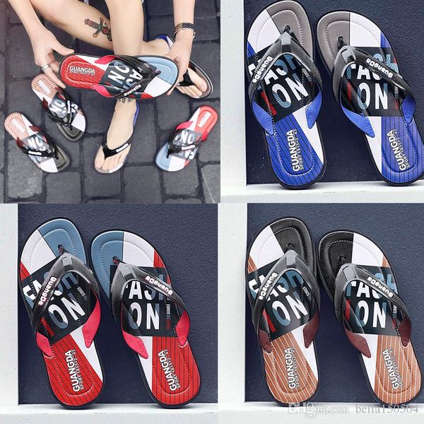 

лучшее качество отдыха rubber slide дизайнеры сандал тапочки синий красный чернополосного дизайн мужчины классический мужчин летний открытый, Black