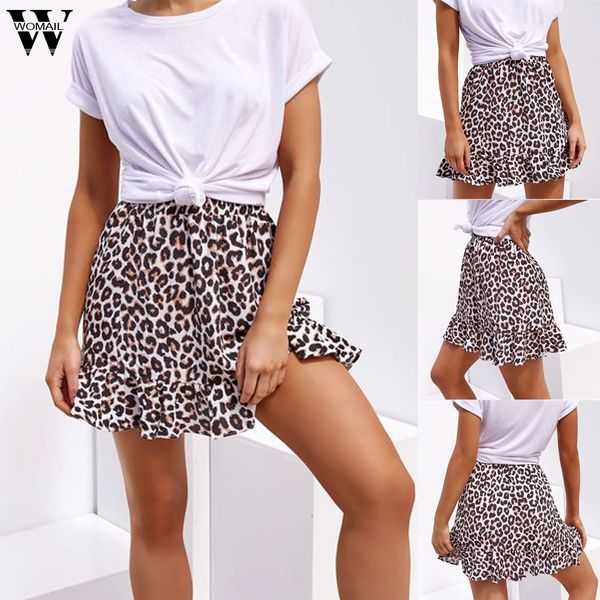 

womail skirt women summer leopard print midi skirt casual midder elastic waist bandage daily new fashion 2019 a11, Black