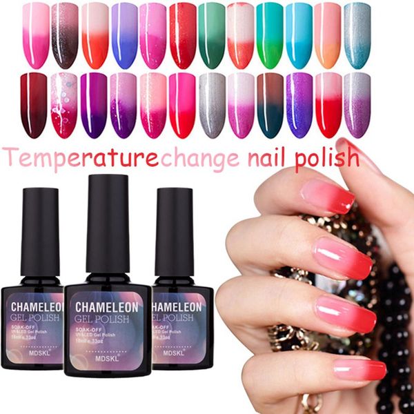 

temperature change nail polish uv led nail lamp gel polish soak off color changing gel lacquer thermo varnish, Red;pink