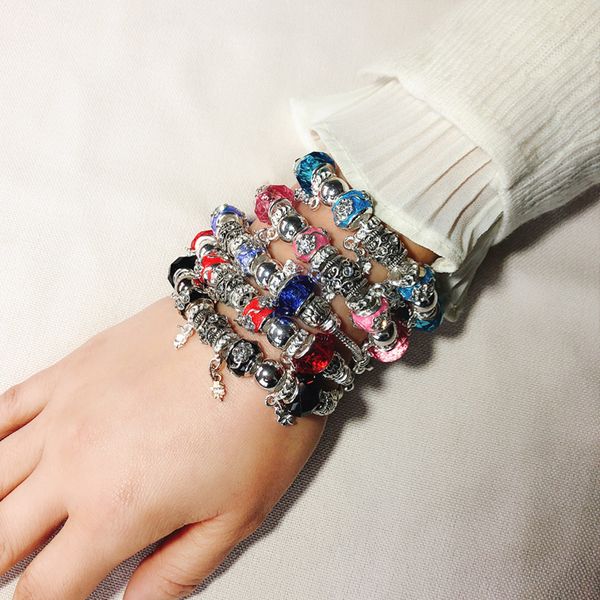 

accessories pan series copper bracelet string handmade diy multi-combination round bead bracelet female, Black