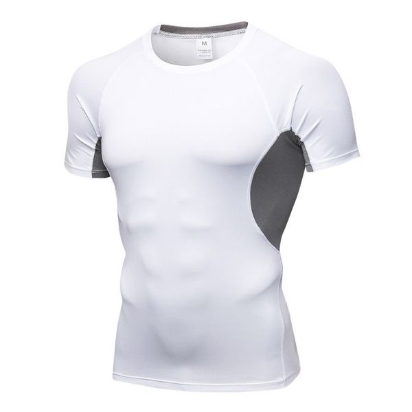 

men sports short sleeve quick-drying breathable bottoming round collar t-shirt sports for basketball running workout gym, Black;red
